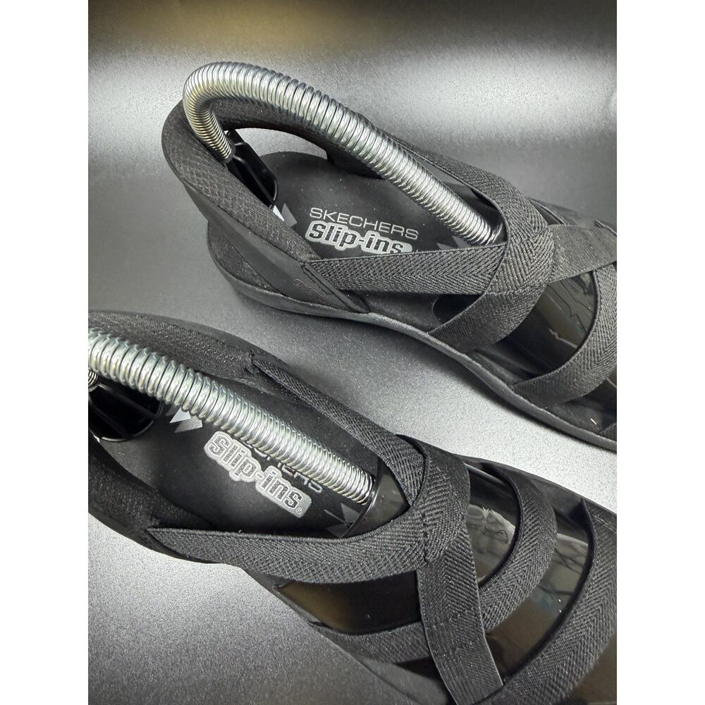 Skechers Women's Reggae Slim Stretch Flex Hands Free Slip-ins Black/Black Size 7 - Picture 2 of 6